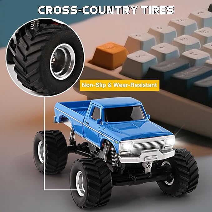 ARRIS 1:36 Mini RC Crawler 4WD Off-Road RC Car with 2.4G Remote Battery &amp Lights RTR for Adults Hobby Gifts (Blue)