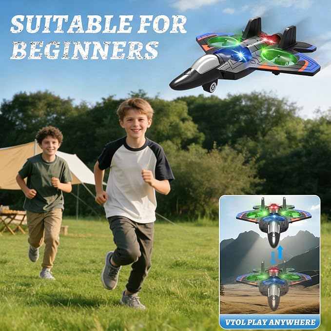 Foam Remote Control Airplanes RC Planes for Kids Adults RC Airplane Fighter Jet with Light 360° Flip Fighter Jet Toys Stunt Roll Airplane Toy Gifts for Kids Boys