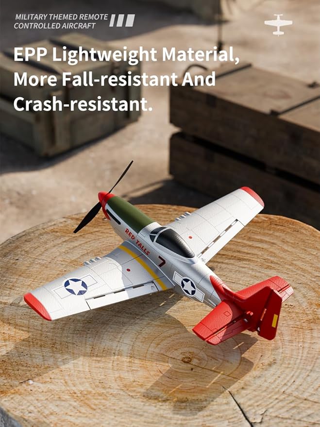 P51 RC Plane 4 Channel Remote Control Airplane with Aileron/Aerobatic/3Level FC/Gyro Stabilizer Easy Control for Boys Adults Beginners Best Mustang RC Airplane Fighter Glider Gift for Kids Youths 8-16