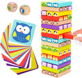Nene Toys Wooden Tumble Tower Game with Animals &amp Colors 4-in-1 Educational Family Board Game for Kids Ages 3-9 Creativity &amp Cognitive Skills Booster - Gift for Boys Girls 3+ Years
