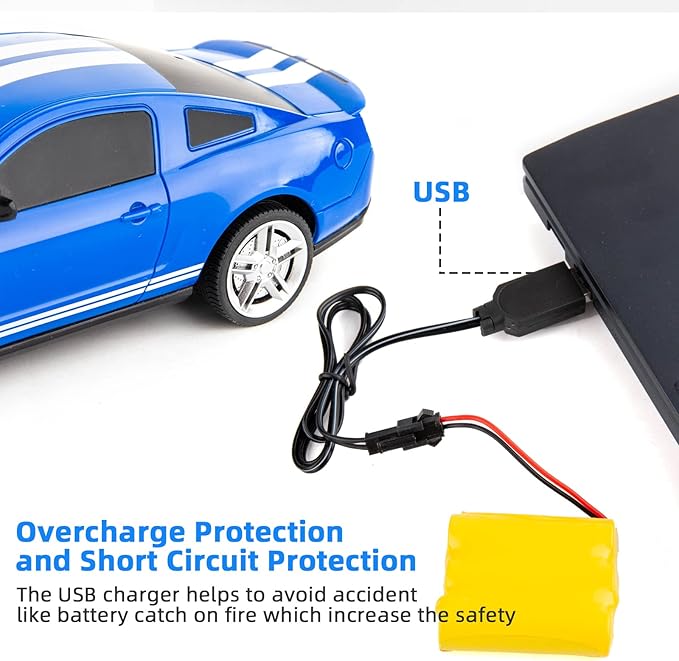 BDTCTK Remote Control 1/24 Ford Mustang Shelby GT500 RC Model Car Toys for 6+ Kids and Adults Blue