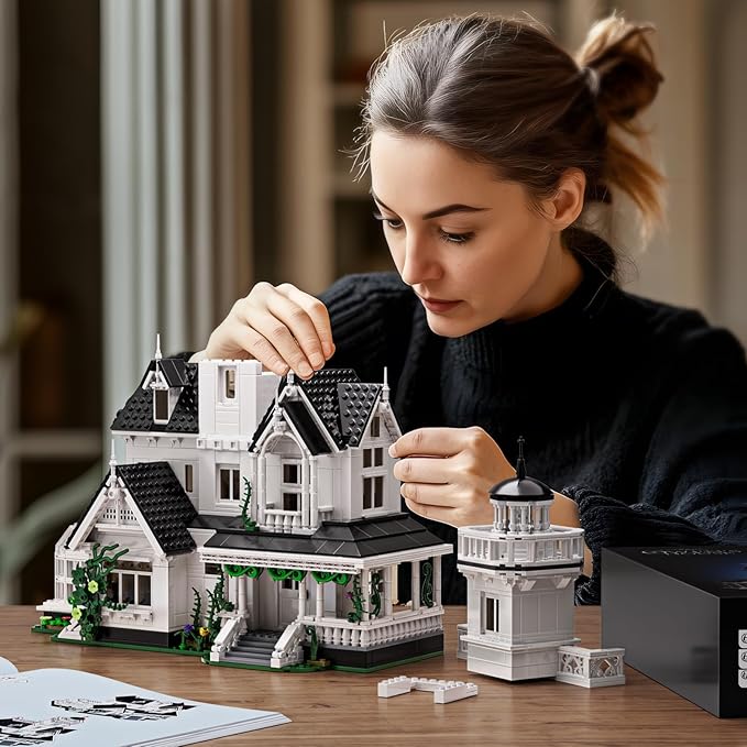 Magic House Building Set with LED Light Owens House Blocks Toy Creator Architecture Model Building Kit Compatible with Lego Horror House Home Office Decor Gift for Adults (1877PCS)