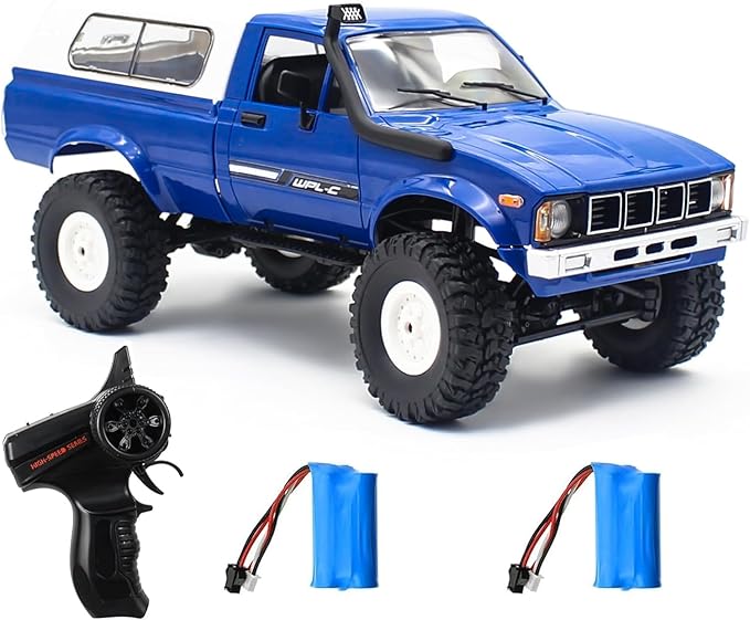 Mostop RC Crawler WPL C24 Rock Crawler RC Truck 4x4 Off Road 1:16 Scale RTR Remote Control Truck 2.4Ghz Proportional Steering RC Car with LED Lights Toys for Kids 6-8 8-12 Year Old Birthday Gift