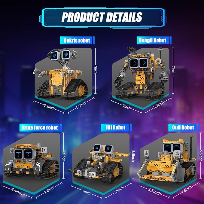 STEM Robot Building Kit 5-in-1 Remote Control Building Toys KitChirstmas Birthday Gift for Boys Ages 8 9 10 11 12 13 14