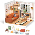 Rolife DIY Miniature Plastic House Building Set Toys Playset with LED Suitable for Mini Figures Construction Toys Diorama Kit Gifts for Adults (Cozy Living Lounge)