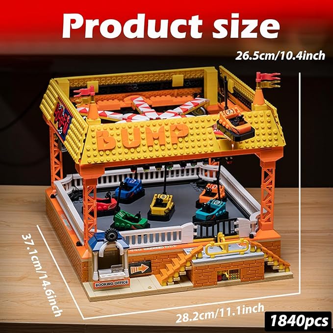 Sosuy Bumper-Cars Building Set Toys for Boys Electric Control Race Car City Amusement Park Construction Birthday for Adult Teen Girl Kid Age 8+ Architecture Theme Display 1840pcs
