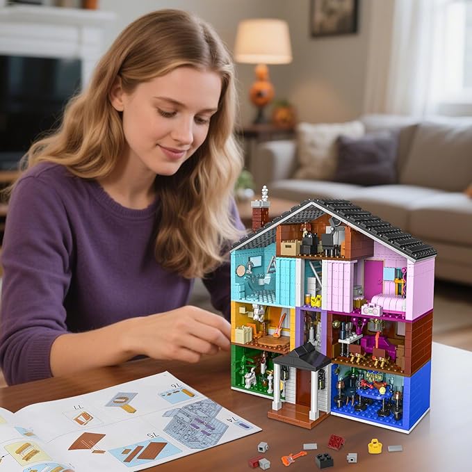 House Building Blocks Toys with Light Compatible with Lego Set Architecture Building Model for Adults Construction Educational Toy Christmas Birthday Gift for Girls Boys Kids 8-12 (1256 PCS)