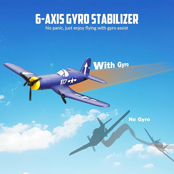 volantexrc RC Plane 3 Channel Remote Control Airplane Fighter Toys 2.4GHz 6-axis Gyro Stabilizer RTF Glider Aircraft Plane Easy to Fly for Adults Beginners (F4U Corsair)