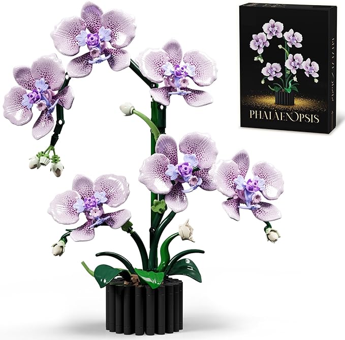 Botanicals Orchid Building Set for AdultsFake Orchid Artificial Plant Collection for Home Office Desk DecorIdeal Gifts for Mother's Day Anniversary Birthday for Ages14+