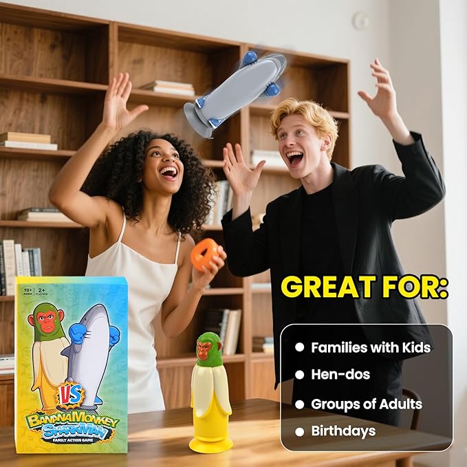 Banana Momkey vs sharkman: Flippin' Fun Party Game You'll Ever Play for Family Adults - Perfect Christmas Parties Game Night | Bonus Content Included