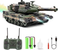 RC Tank That Shoots - 2.4Ghz Remote Control Army Tank with Smoke Lights Sounds 360° Rotating Turret Auto Demo 13 Channel Military Vehicles Model Gift for Boys 6-8