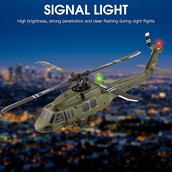 WLtoys K170 RC Helicopter 4CH 2.4GHz Fixed-Wing Aircraft RTF with 6-Axis Gyro One-Key Stunt &amp Altitude Hold Crash-Resistant Outdoor/Indoor Helicopter for Beginner Teens Adults