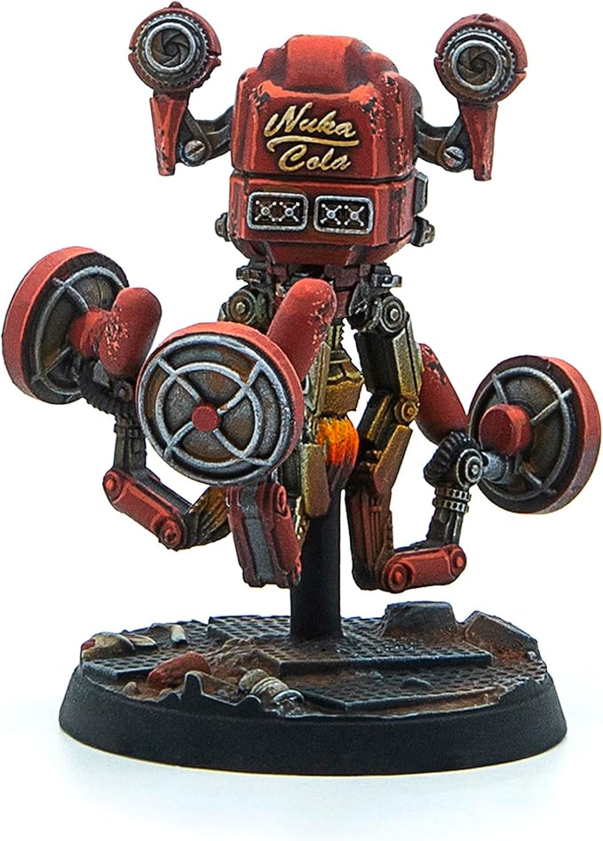 Modiphius Entertainment: Fallout: Wasteland Warfare - Robots: Starlight Theatre Staff -3 Figures 32mm Unpainted Resin RPG Miniatures Nuka World Wave