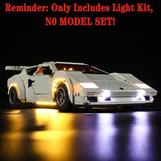 LED Light Set Compatible with Lego 10337 Lamborghini Countach 5000 Quattrovalvole Icons Building Blocks Model - Model Set NOT Included