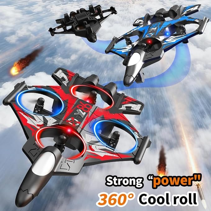 RC PlaneRC Fighter Jet Plane with Camera and Screen for Adults &amp Kids Remote Control Stunt Airplane w/ 360° Flips Altitude Hold One-Key Takeoff &amp LED Lights EVA Foam Glider Toy for Kids 8