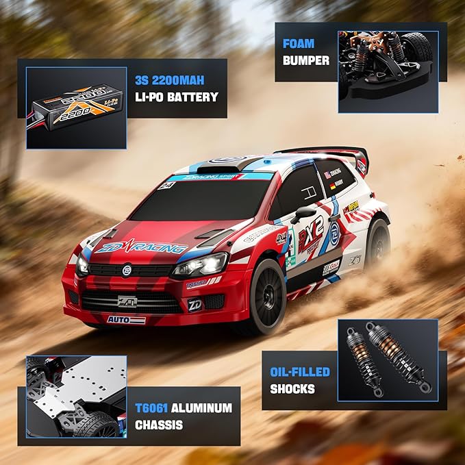 ZD Racing 1/12 Fast RC Cars for Adults Max 50 MPH Brushless Drift Car with Gyro 4WD RTR High Speed Rally with 3S 2200 mAh Drifting RC Remote Control Car for Adult