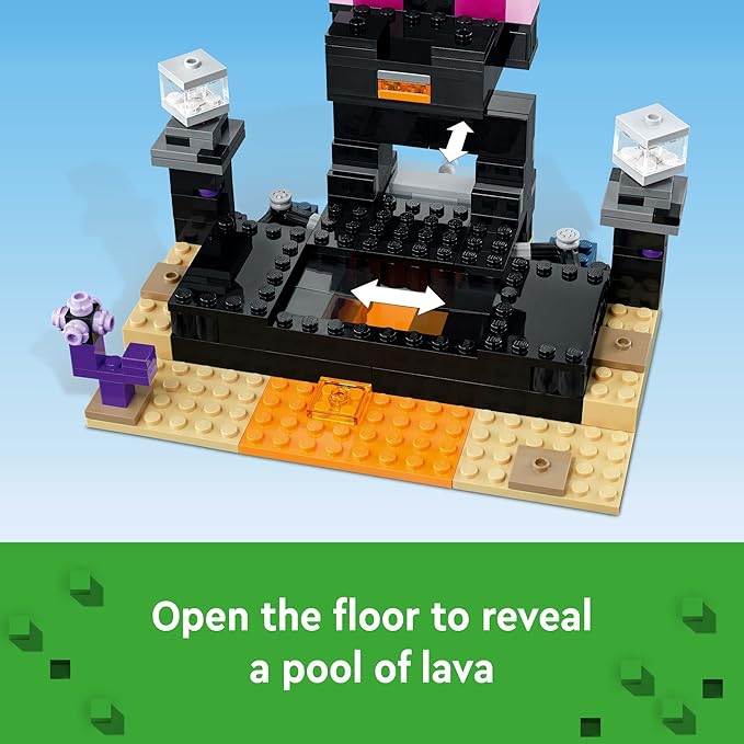 LEGO Minecraft The End Arena 21242 Player-vs-Player Battle Playset with Lava Ender Dragon and Enderman Figures Action Toys for Kids 8 Plus Years Old
