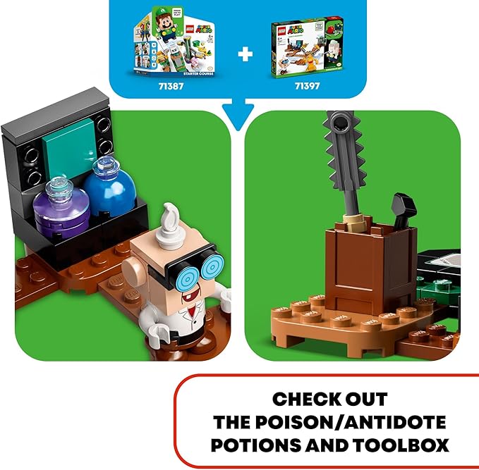 LEGO Super Mario Luigi’s Mansion Lab and Poltergust Expansion Set 71397 Building Kit for Kids Aged 6 and up (179 Pieces)