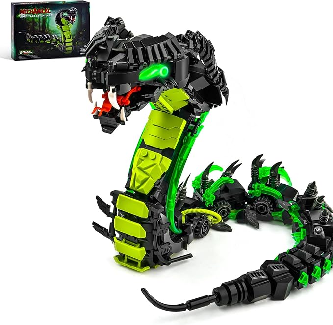 Mechanical Snake Building Sets Creative Snake Animal Collection Toy Adult Home or Office Decor STEM Building Toy Gift for Teens Girl and Boys 8-14 (689PCS)