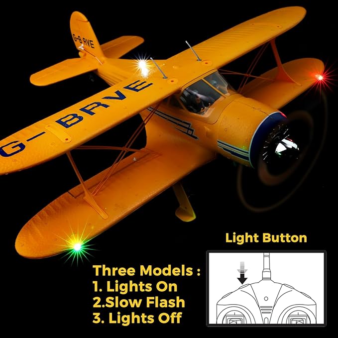 CKYSCHN WLtoys A300 4-Ch RC Plane Beechcraft D-17 RC Airplanes with Lights 6G/3D Brushless RC Planes with 2 Batteries 2.4G Remote Control RC Airplanes Gifts for Adults