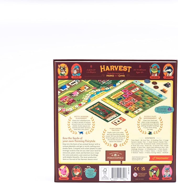 Keymaster Games Harvest | Strategy Board Game for Adults Families and Couples | Cozy Farming Experience | Easy-to-Learn | Quick 60-Minute Play for Game Night or Solo Challenge