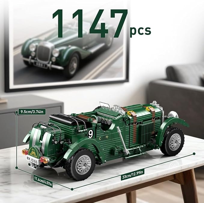 Mould King 10166 Blower Car Building Sets 1147+Piece MOC Oldtime Classic Sports Car Building Block Kits Collectible Racing Supercar Model for Adult