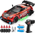 1:24 Scale RC Drift Car 4WD 2.4GHz High Speed Racing Sport Toy Car with LED Lights Racing and Drift Wheels (E83-Red)