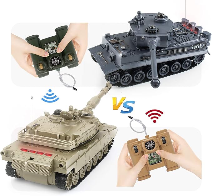 BEAURE Rc Tanks1:28 WW2 German Tiger Army Tank Toys for Boys9 Channels Remote Control Vehicles with Sound and LightRC Military Toys for Kids Boys Girls(Gray)