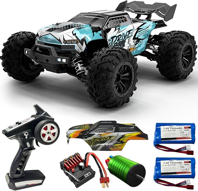 1:16 Scale Brushless RC Car - 50+ MPH High Speed All Terrain Off-Road Monster Truck for Adults &amp Teens 14+ | 2.4GHz 2X LiPo Batteries RTR | Hobby Grade Remote Control Vehicle