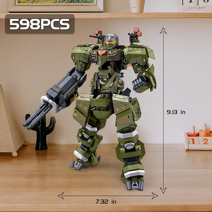 Mech Robot Transforming Building Blocks Set for Adults Green City Protector Mecha Model Action Figures Cool Creative Robots STEM Toys Gift for Teens Boys 598 Pieces