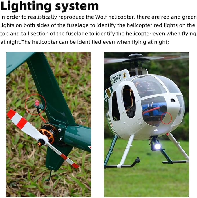 Roban RTF 470 Size MD500E RC Helicopter 2 Blades Green White Hughes GPS Model