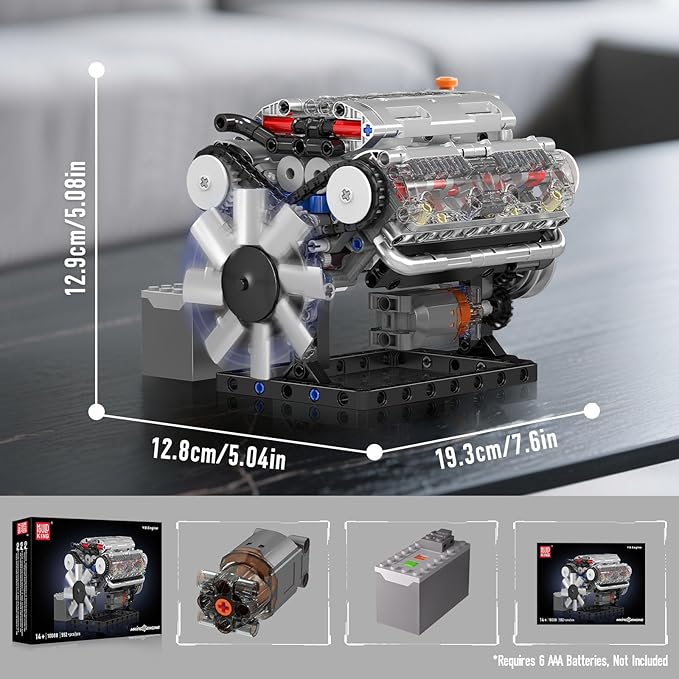 Mould King 10088 V8 Engine Model Building Kit That Runs Build Your Own Mini Engine That Works STEM Toy Gift for Adults 14+ Teens DIY Mechanic Engineering Construction for Display (535 PCS)