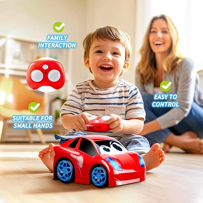 Remote Control Car RC Car Toy with Lights and Sounds for Boys Girls and Toddlers Ages 1-3 2-4 4-7 &amp 3 Years Old