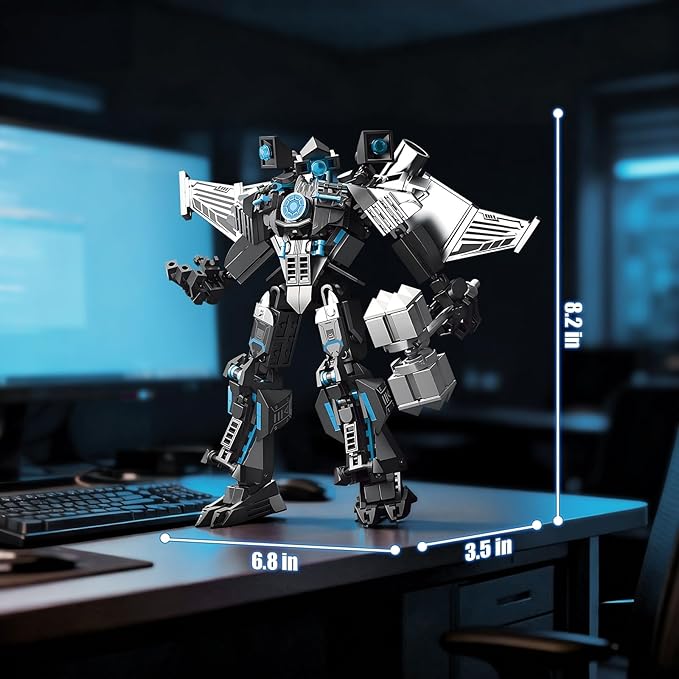 HIGH GODO Black Monitor Mech Robot Building Blocks Set Toilet Upgraded TV Figure Mech Model Building Kit Cool Creative Robots Toys Gift for Teens Adults 400 Pieces