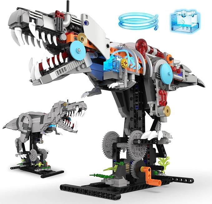 Mechanical T-Rex Dinosaur Building Set with Lights Rotatable Components &amp Display Stand STEM Building Toy for Boys 8-14 Home Office Decor for Adults Mechanical Enthusiasts (730PCS)