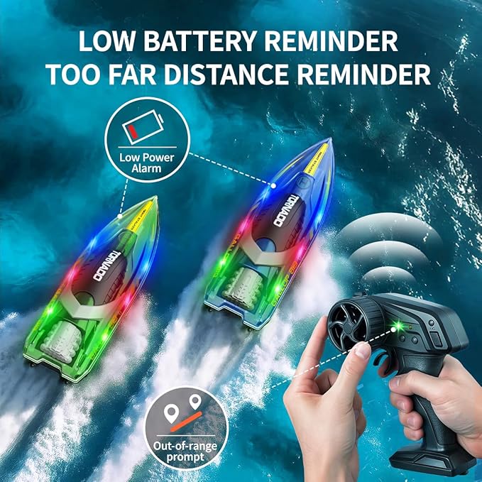 RC Boat 2 Pack Remote Control Boats for Kids &amp Adults15KM/H Twin-Screw Waterproof RC Boats with 2.4GHz RemoteLED Lights One-Key FlipDual Speed Modes4 Rechargeable BatteriesPool &amp Lake Ra