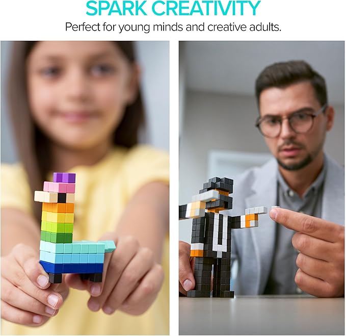 PIXIO Coffee - Tiny Magnetic Blocks Building Toy in The Pixel Art Style with Free App - 5/16 Plastic Cubes with 6 Magnets Inside - Open Ended Toy - Creativity Kit for Ages 6+ - 60pcs
