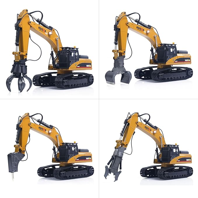 TOUCAN RC HOBBY HUINA Upgrade 580 1:14 Metal RC Excavator RC Bagger Model Engineering Vehicle Electric Ball Grabber 360 Rotating Shear Claw Sound Lights