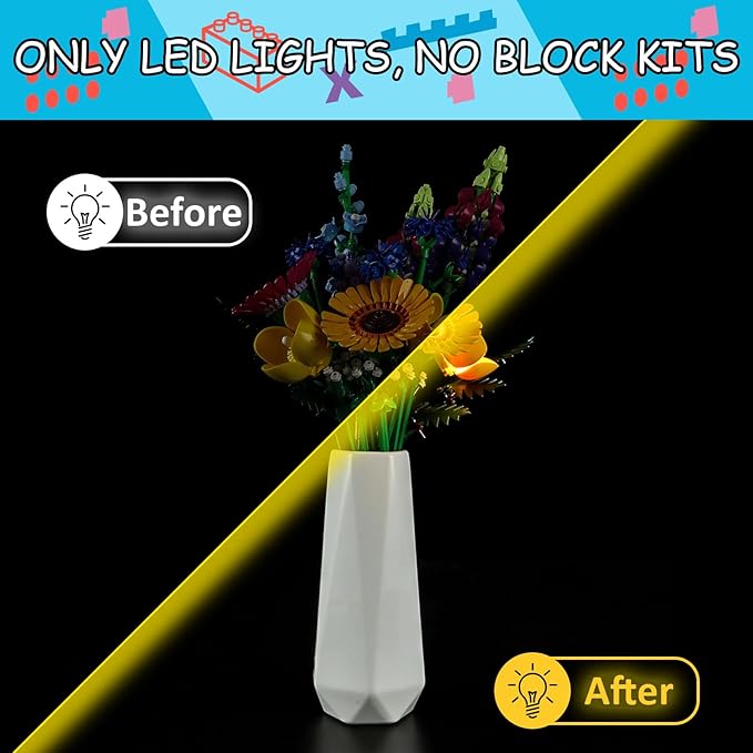 LED Light for Lego Wildflower Bouquet 10313 SetDesign and Configuration Compatible with Model 10313 (LED Light Only Not Building Block Kit)
