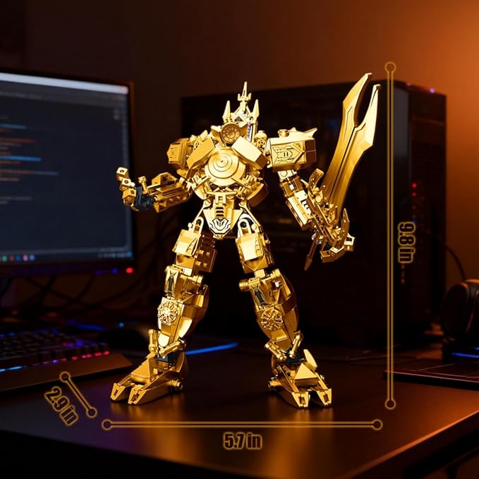 HIGH GODO Golden Clock Mech Robot Building Blocks Set Toilet Upgraded TV Figure Mech Model Building Kit Cool Creative Robots Toys Gift for Teens Adults 402 Pieces