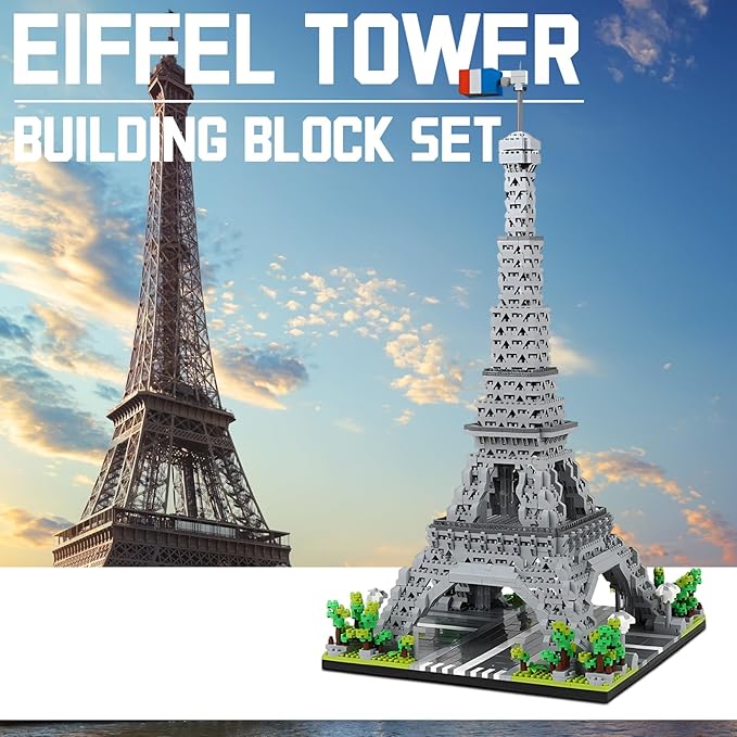 Paris Eiffel Tower Model Building Blocks Micro Brick Architecture Landmark for Display Fun Construction Gift for Kids &amp Adults