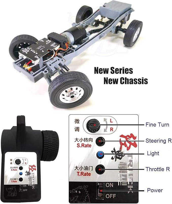 RC Kei Truck WPL D12 RC Car 1/10 Scale RC Drift Car Remote Control Kei Truck RTR 2.4G RWD 260 Motor Proportional Throttle Steering Dual Rate Carry Pickup Hobby Toys for Adult