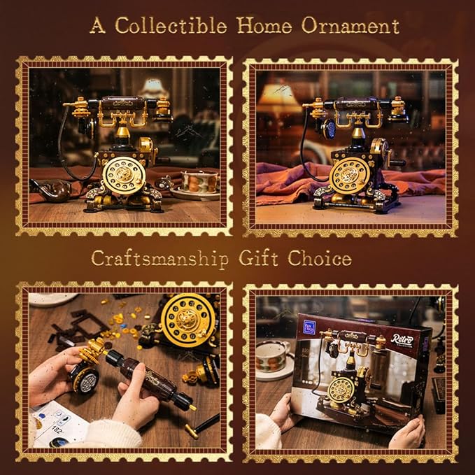 PANTASY Retro Phone Building Blocks Set for Adults Vintage DIY Telephone Model Kit with Realistic Design Creative Home Decor Gift Ideal Gifts for Collectors &amp Hobbyists