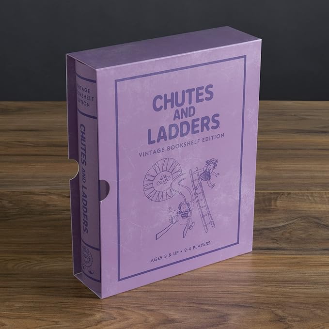 WS Game Company Chutes and Ladders Vintage Bookshelf Edition Decorative Library Case with Slipcover Nostalgic 1979 Design Family Board Games for Collectors &amp Kids Ages 3+