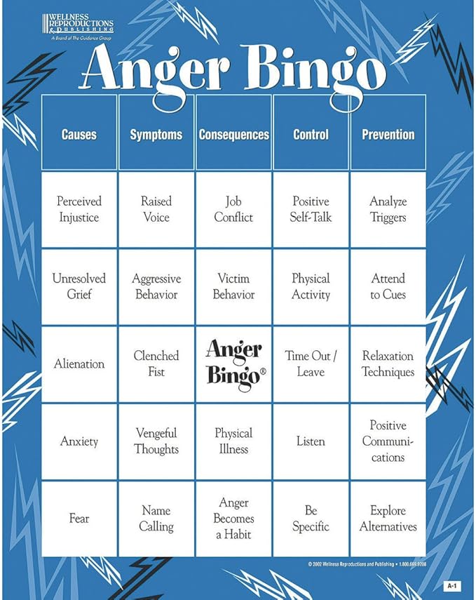 Anger Prevention Bingo for Adults