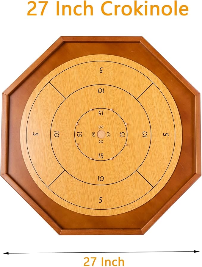 27 Inch Crokinole Board Game Crokinole &amp Checkers with 22 Inch Playing Surface 24 Discs and Storage Bag Canadian Heritage Tabletop Games Dexterity Krokinole Games for Families and Friends