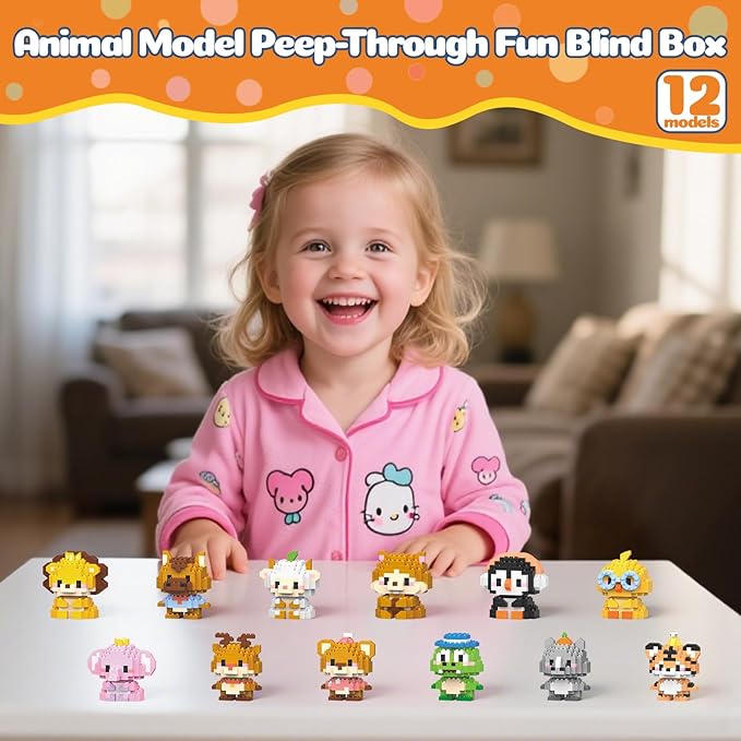 12 Pack Animals Building Block SetsMicro Mini Animals Party Favors for Kids Birthday Gift for Boy Girl(1691 Pieces)