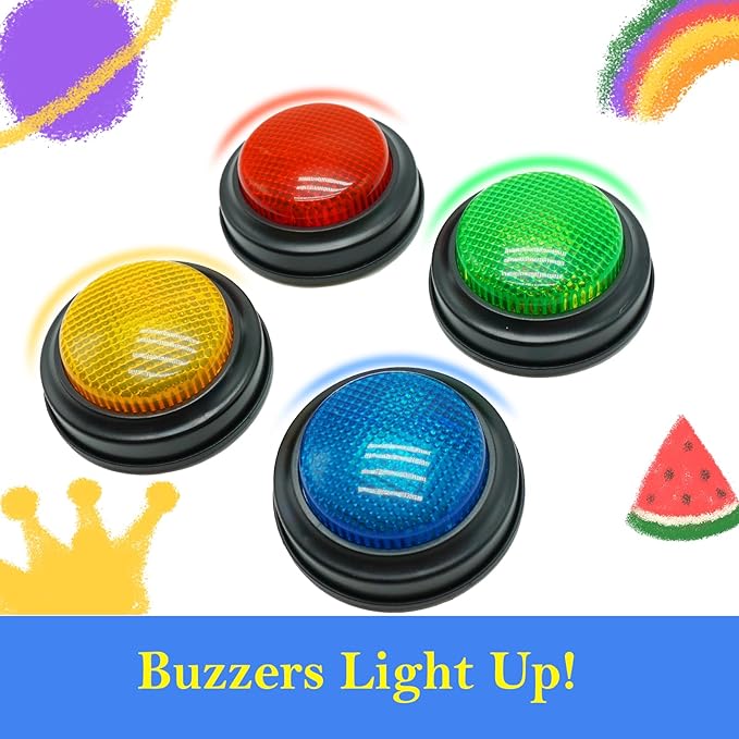 8-Pack Buzzers for Trivia Games Answer Buzzers for Classroom Family Feud Jeopardy Buzzer Game Buzzers with Lights and Sound for Classroom