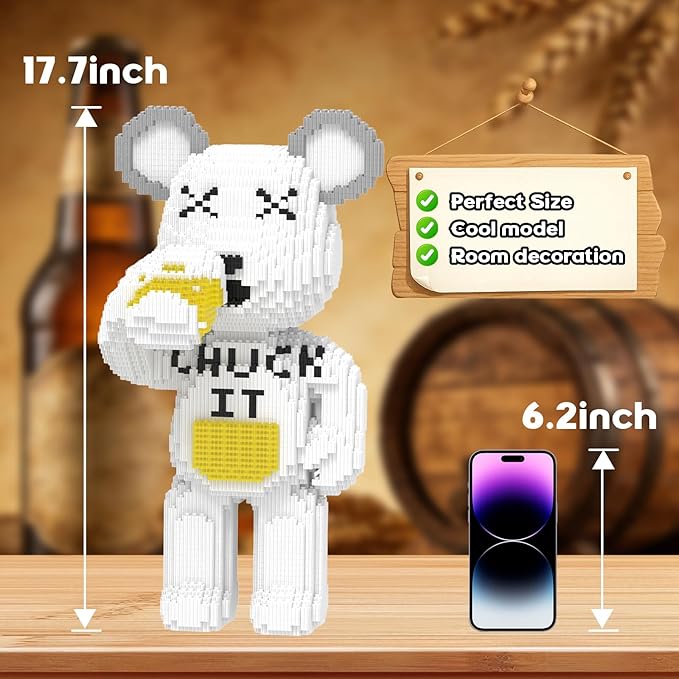 Beer Bear Building Blocks (8235 PCS) 3D Micro Animal DIY Bear Building Blocks for Adults &amp Teenager Creative Toys Ideal Gift for Family &amp Friends