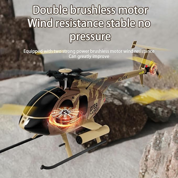 C189 Remote Control Helicopter 2.4G 6CH UAV 1:28 Brushless Motor RC Helicopter Single Blade Flybarless Remote Helicopter RTF with Optical Flow Localization 2 Battery - Red